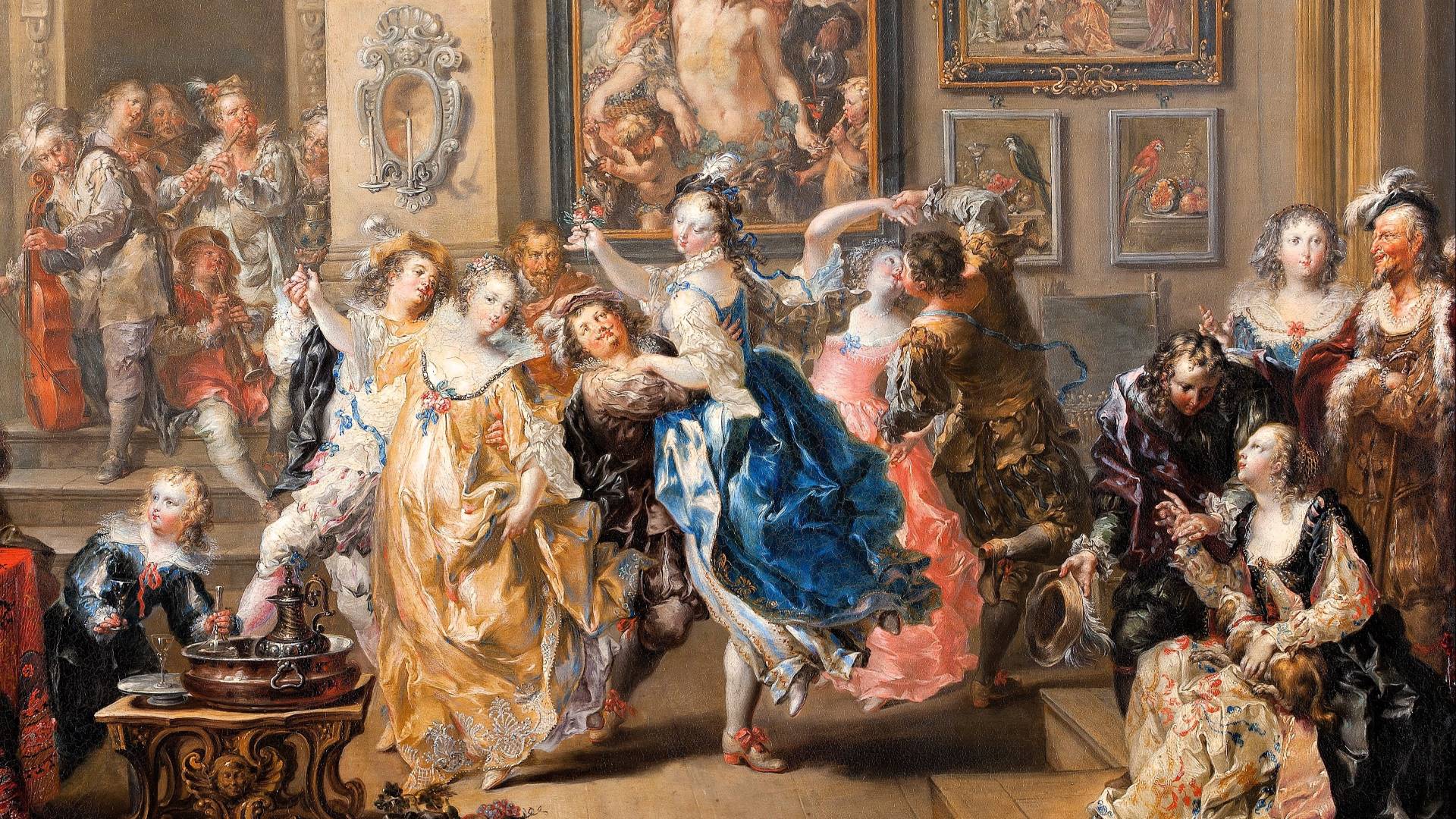 Ausschnitt aus Johann Georg Platzers Gemälde »Tanzszene im Palast«